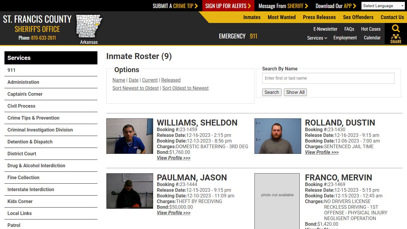 Inmate Roster (13) - St. Francis County Sheriff AR
